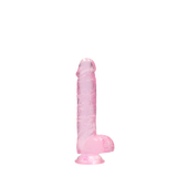 RealRock Realistic Dildo with Balls 15 cm · realistické dildo s varlaty · růžové