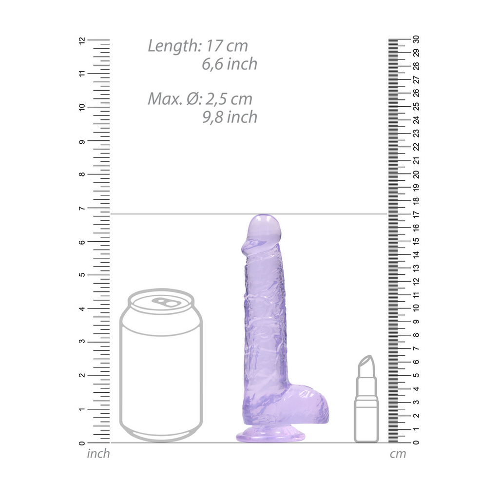 RealRock Realistic Dildo with Balls 15 cm · realistické dildo s varlaty · fialové