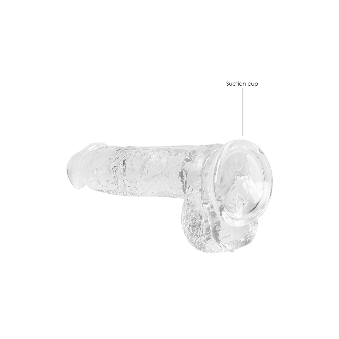 RealRock Realistic Dildo with Balls 15 cm · realistické dildo s varlaty · průhledné