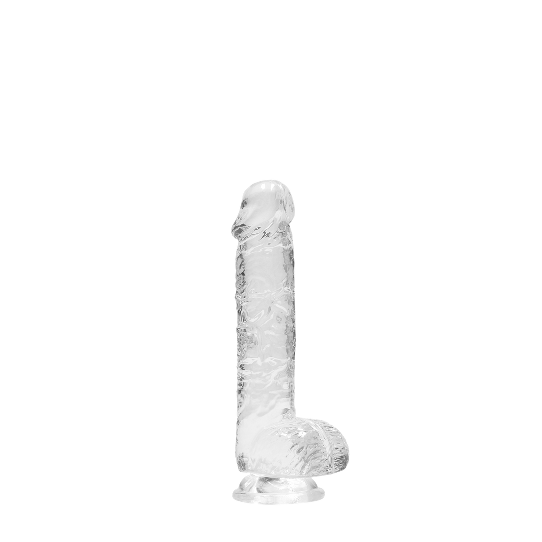 RealRock Realistic Dildo with Balls 15 cm · realistické dildo s varlaty · průhledné