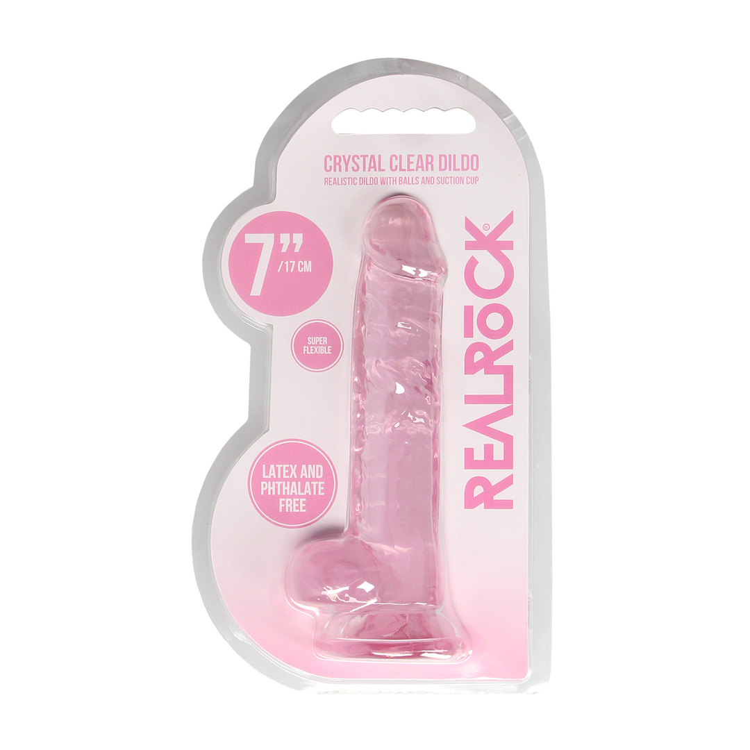 RealRock Realistic Dildo with Balls 18 cm · realistické dildo s varlaty · růžové