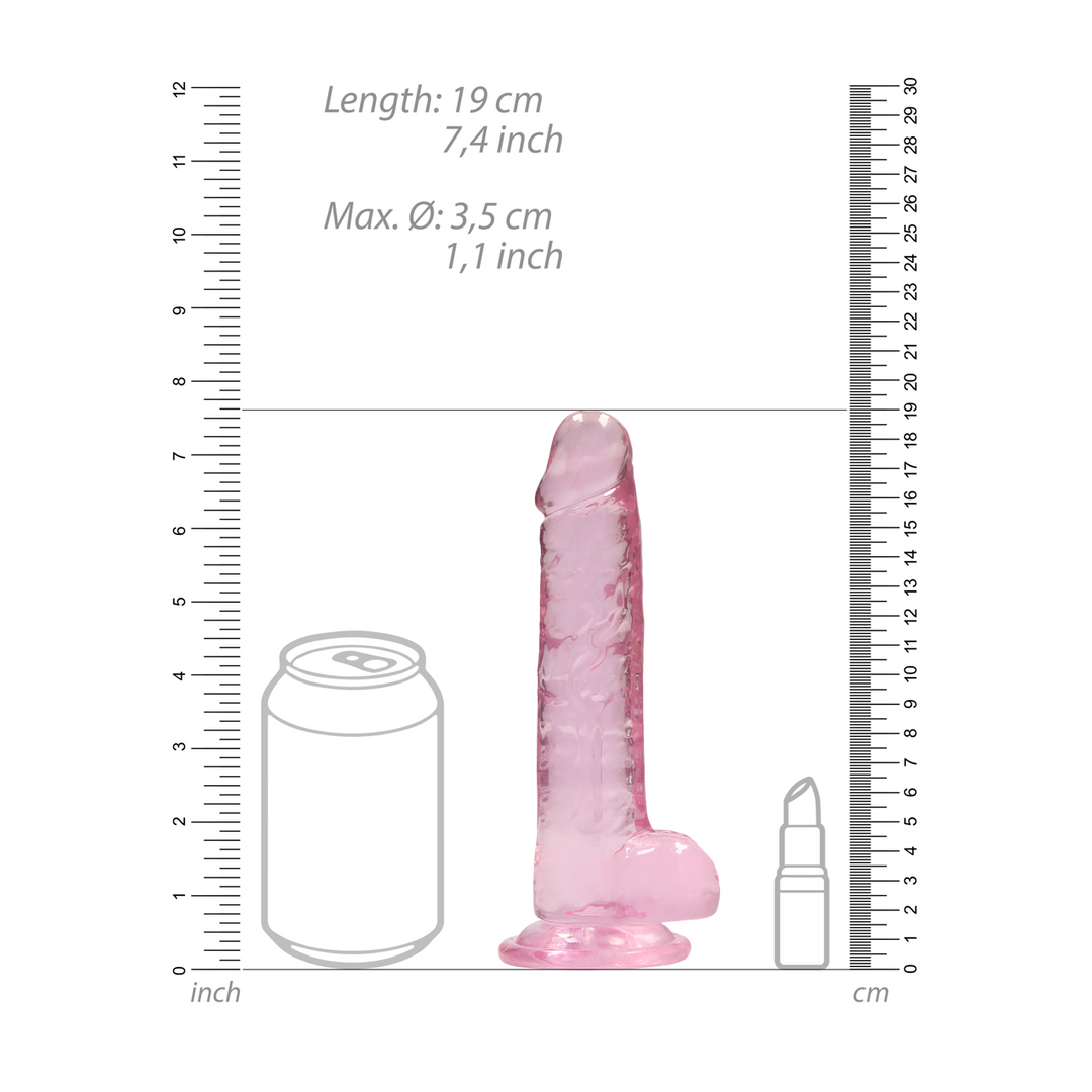 RealRock Realistic Dildo with Balls 18 cm · realistické dildo s varlaty · růžové