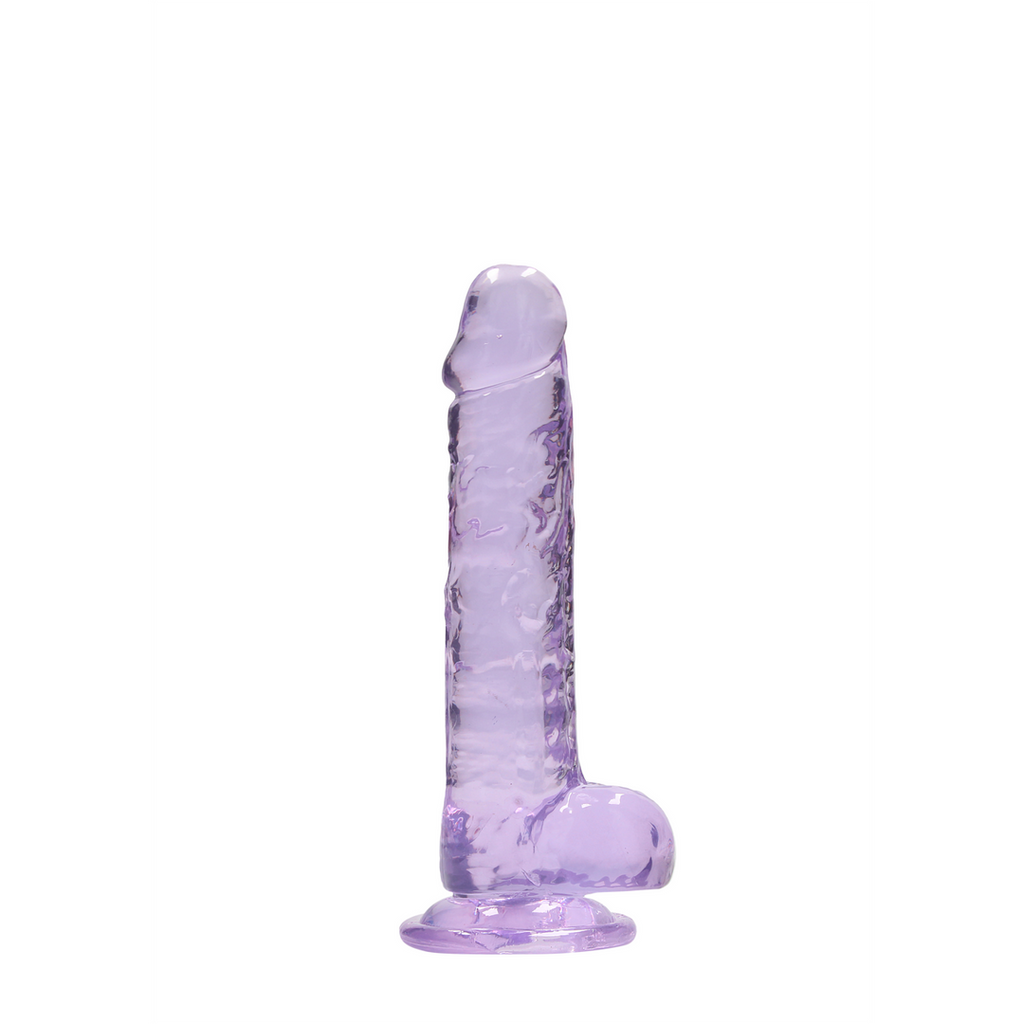 RealRock Realistic Dildo with Balls 18 cm · realistické dildo s varlaty a přísavkou · fialová