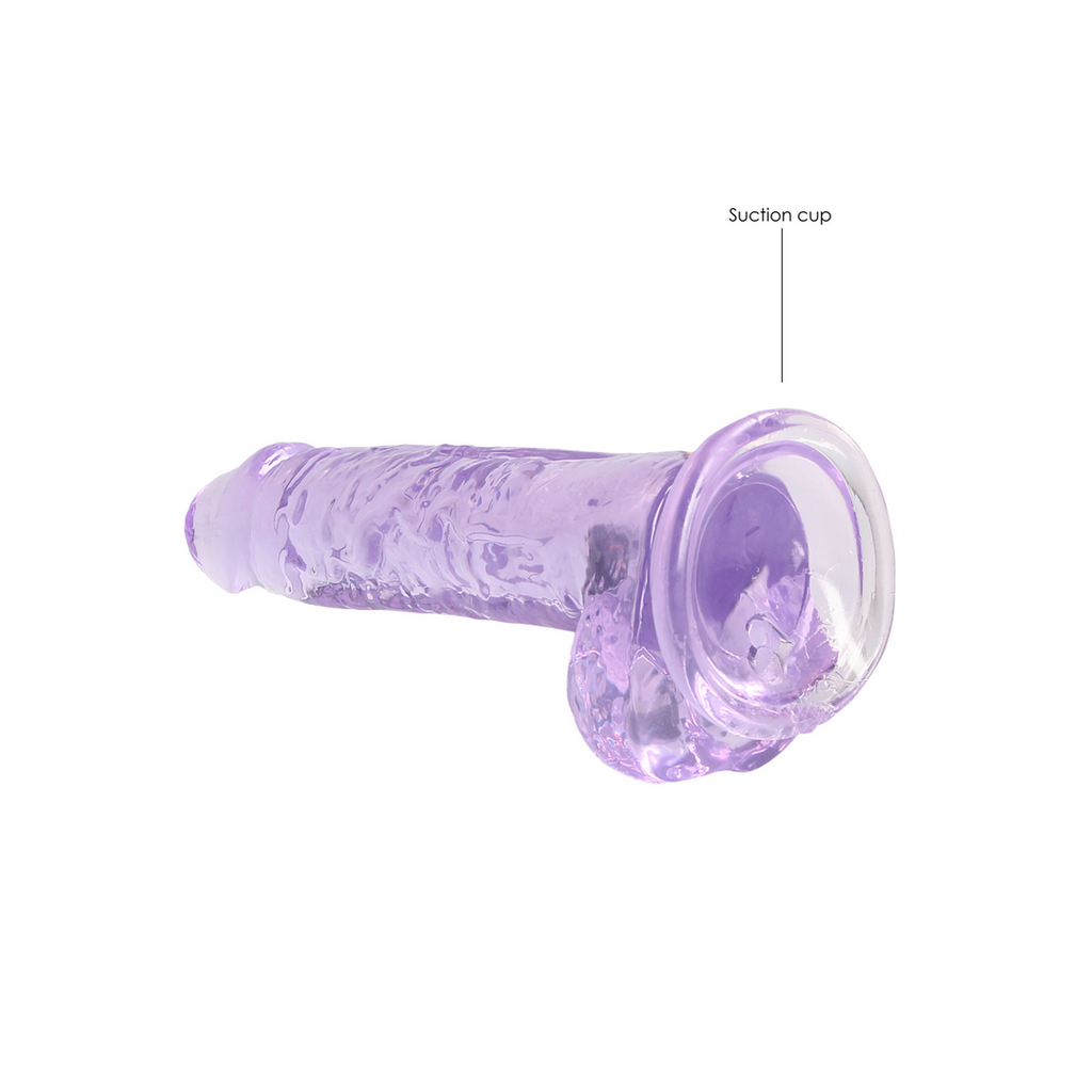 RealRock Realistic Dildo with Balls 18 cm · realistické dildo s varlaty a přísavkou · fialová