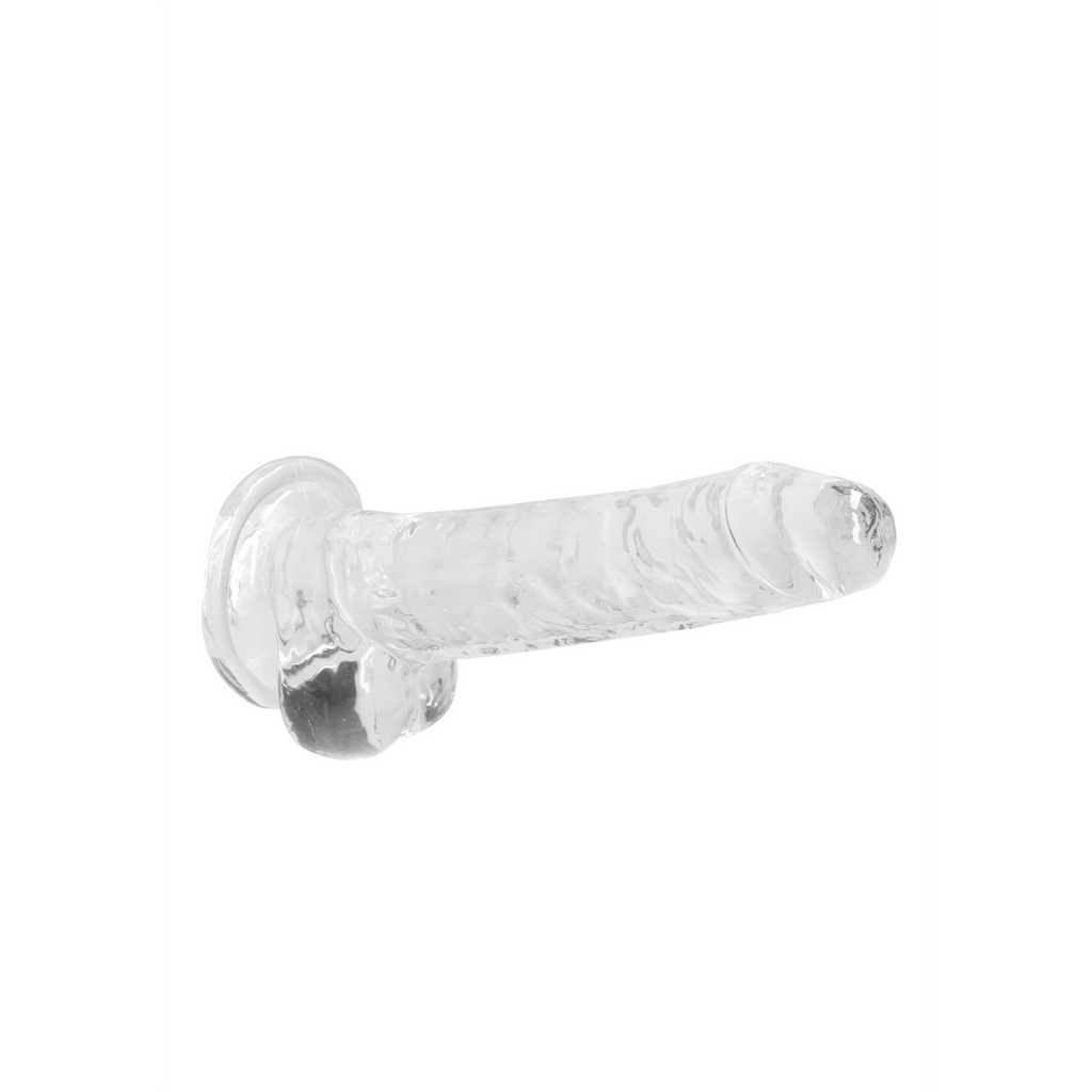 RealRock Realistic Dildo with Balls 18 cm · realistické dildo s varlaty · průhledné