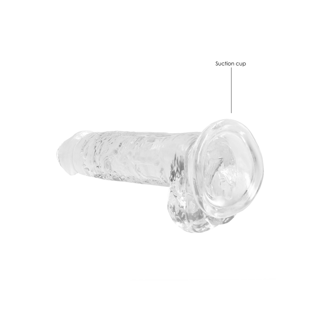 RealRock Realistic Dildo with Balls 18 cm · realistické dildo s varlaty · průhledné