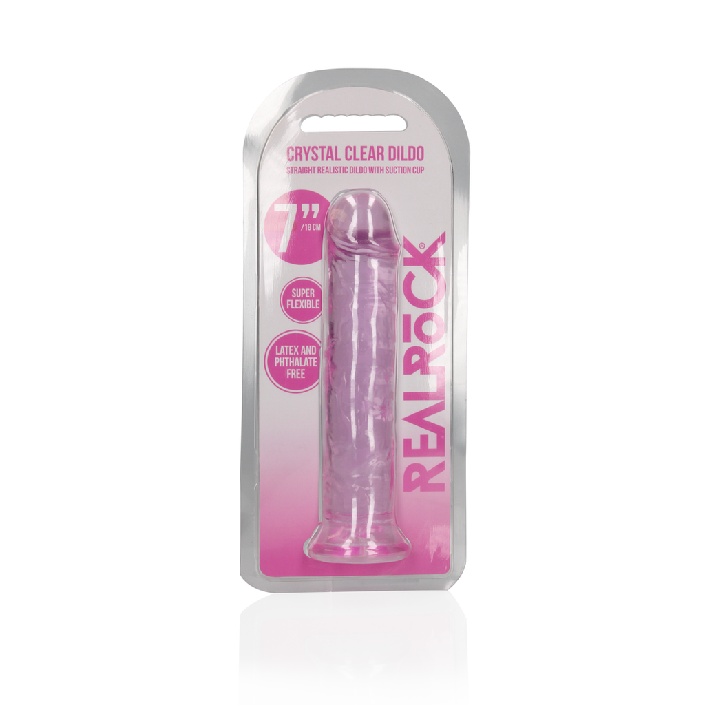 RealRock Straight Realistic Dildo with Suction Cup · průhledné dildo s přísavkou, 18 cm