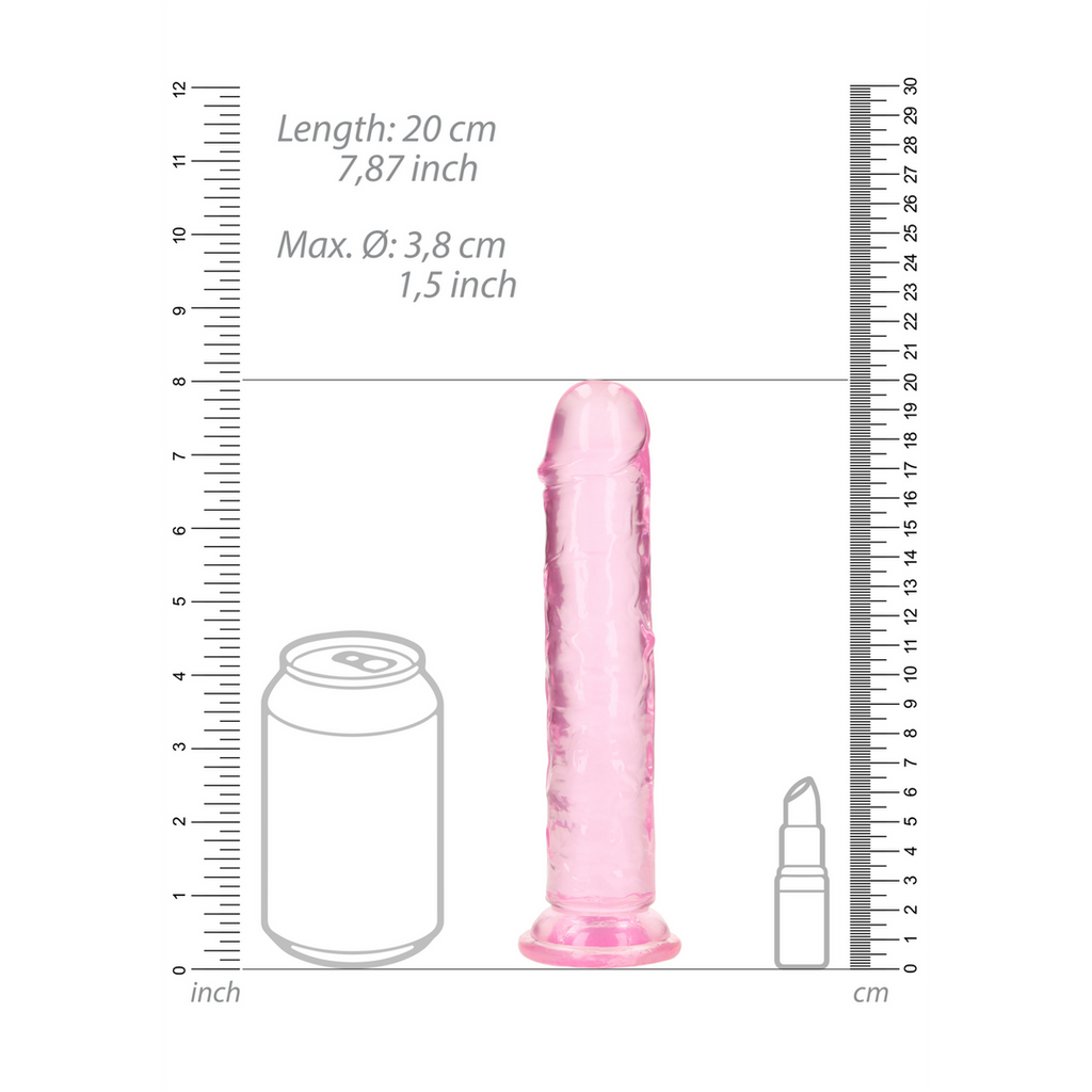 RealRock Straight Realistic Dildo with Suction Cup · průhledné dildo s přísavkou, 18 cm