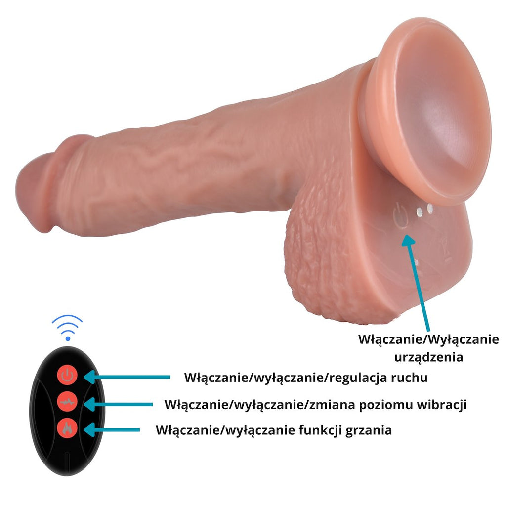 EroSpace Natural Play D6 přirážecí dildo s rotací a ohřevem, 22 cm