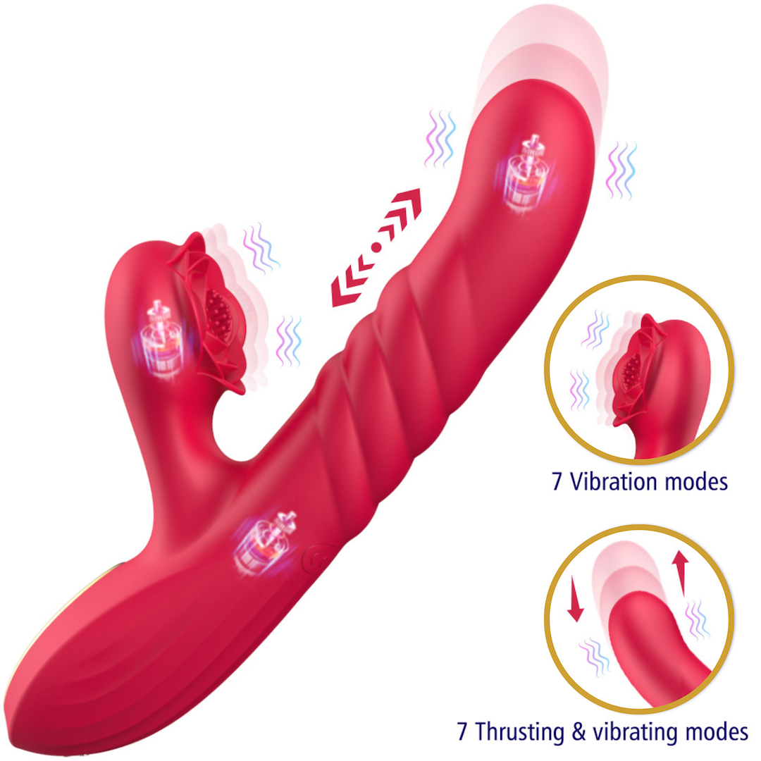 EroSpace Sweet Play A2 rabbit vibrátor s přirážením a růžičkou