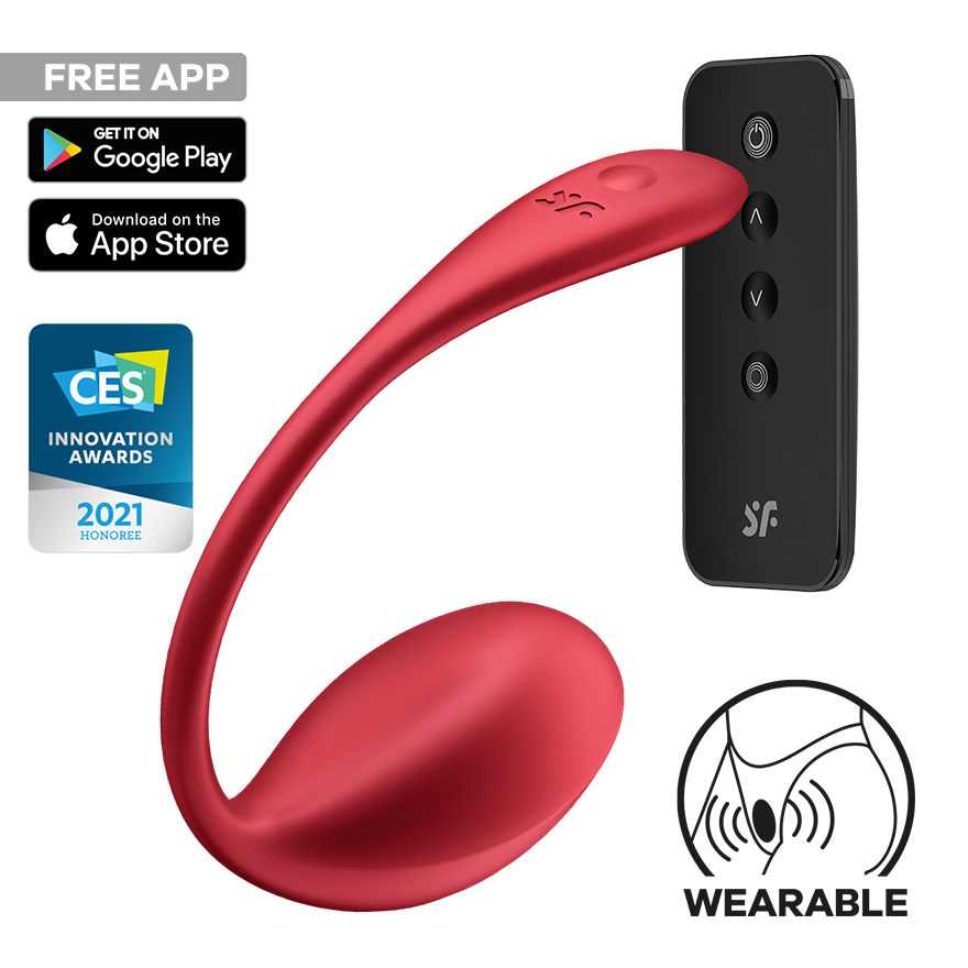 Satisfyer Shiny Petal nositelný vibrátor s dálkovým ovladačem, červená