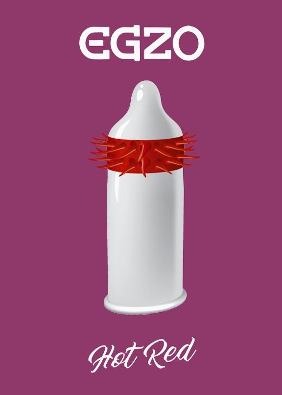 Egzo Hot Red červené kondomy s výstupky