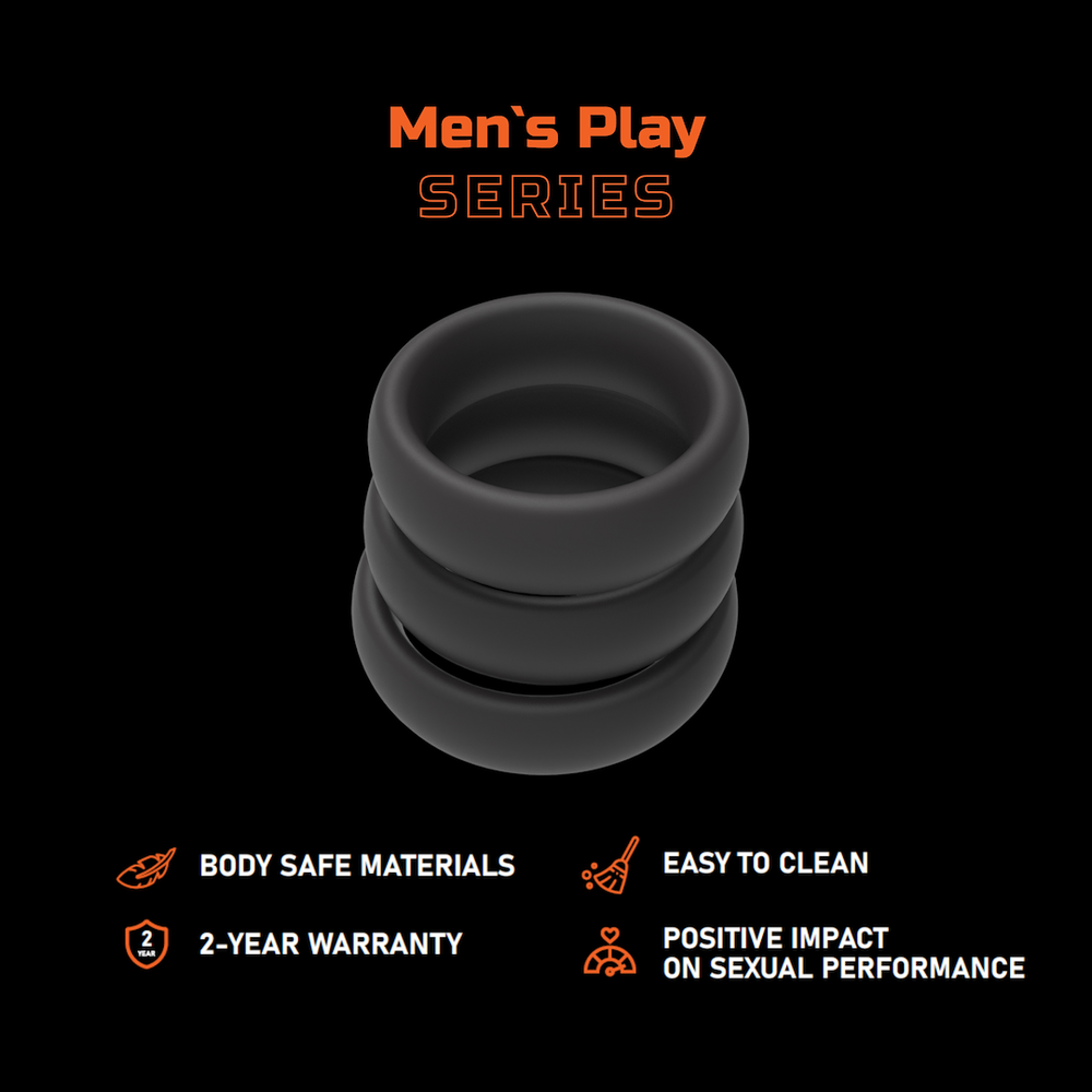 EroSpace Men's Play B9 sada 3 masívnych erekčných krúžkov
