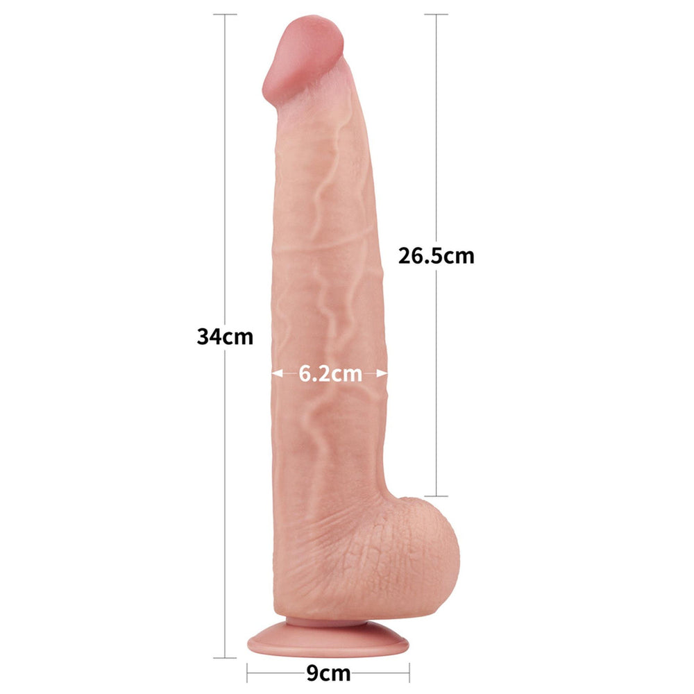 Lovetoy 13,5" King Sized Sliding Skin Dual Layer Dong dildo XXL s prísavkou