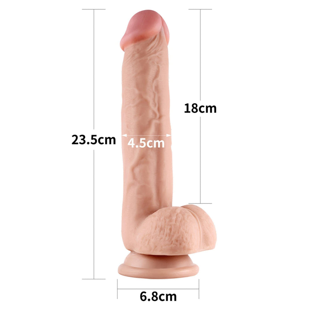 Lovetoy 9.5" Sliding Skin Dual Layer Dong dildo with sliding skin and suction cup