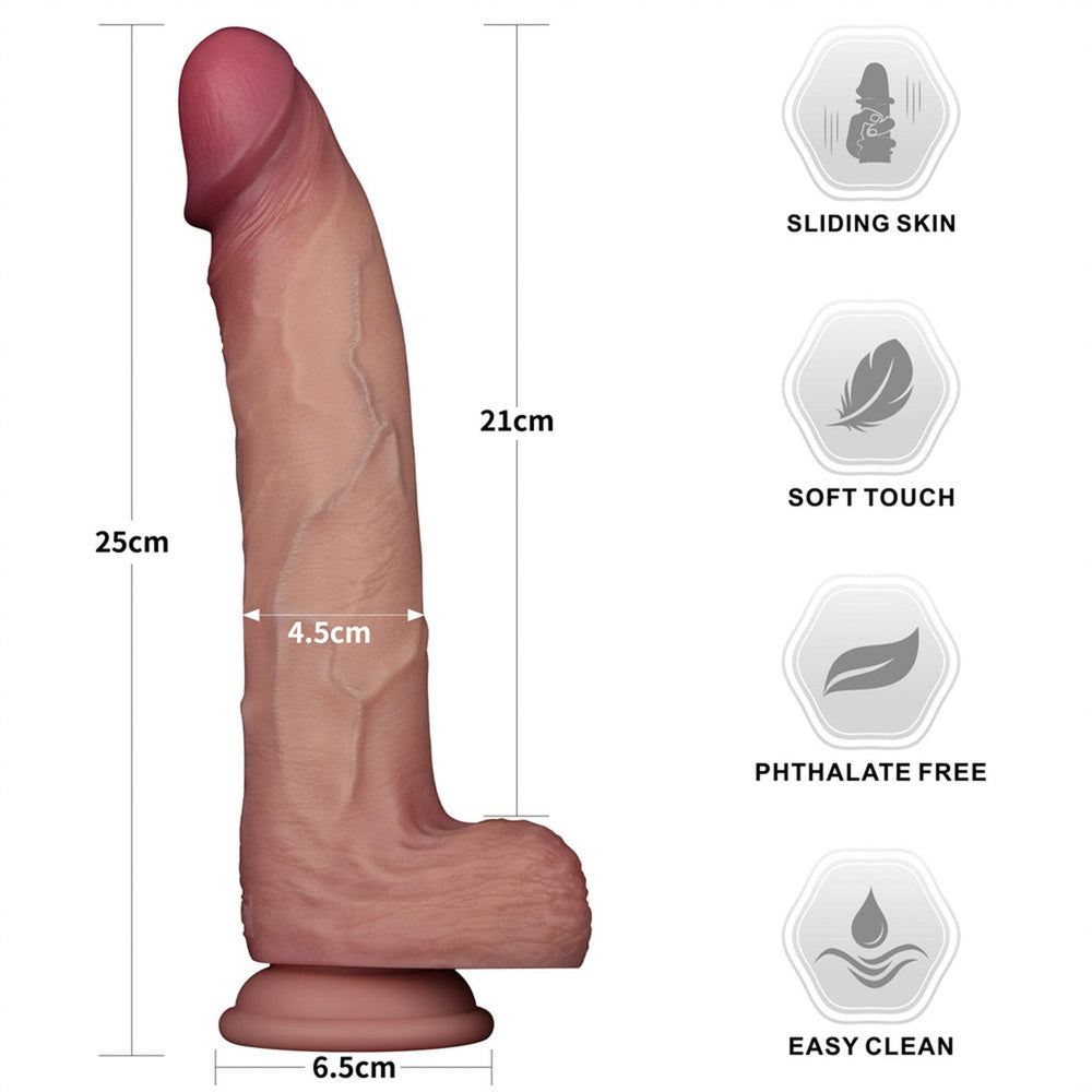 Lovetoy Sliding Skin Pro II 10'' dvojvrstvové silikónové dildo 22,8 cm
