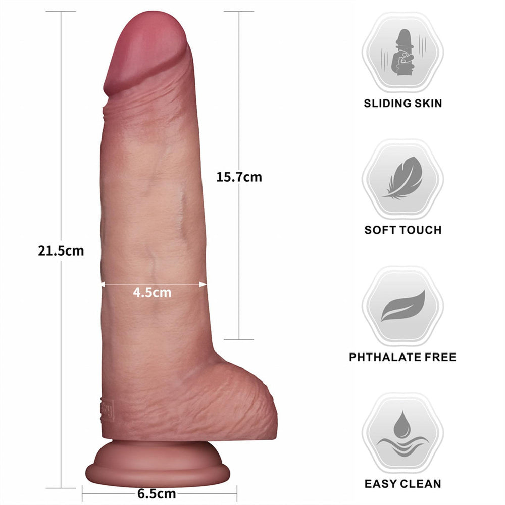 Lovetoy Sliding Skin Pro II 8,5'' dvojvrstvové silikónové dildo 21,6 cm