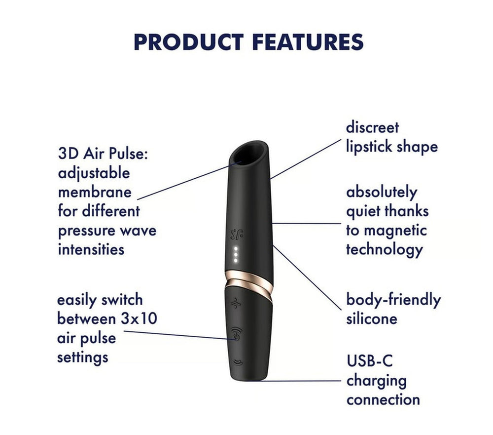 Satisfyer Perfect Kiss Lipstick Shaped Pressure Wave Clitoral Stimulator