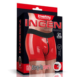 Lovetoy Chic Strap-On Shorts červené strap-on kraťasy, pas 71 až 79 cm