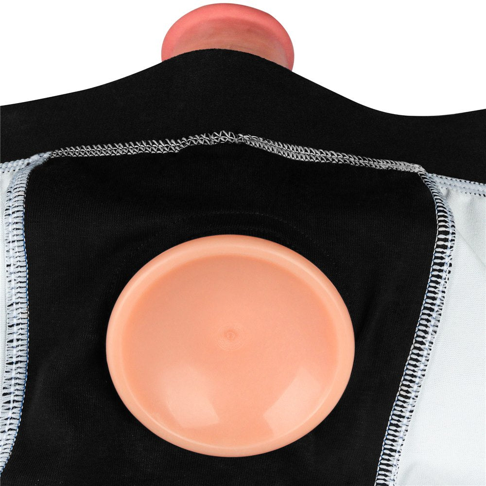Lovetoy Chic Strap-On Shorts červené strap-on kraťasy, pas 71 až 79 cm
