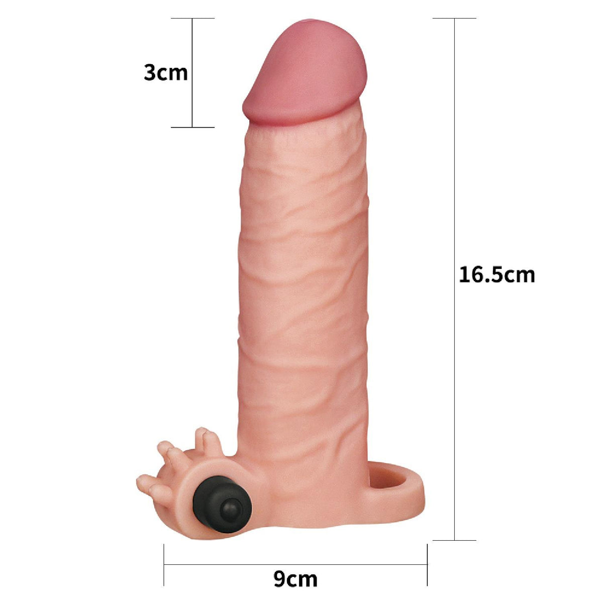 Lovetoy Pleasure X Tender realistický návlek na penis, vibrační 17,5 cm