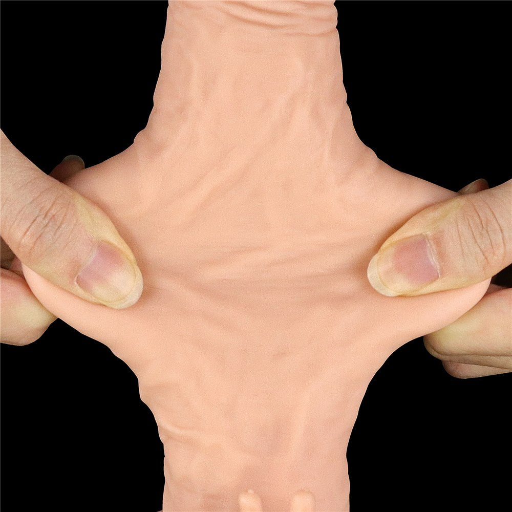 Lovetoy Pleasure X Tender realistický návlek na penis, vibrační 19 cm