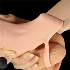 Lovetoy Pleasure X Tender realistický návlek na penis, vibrační 19 cm
