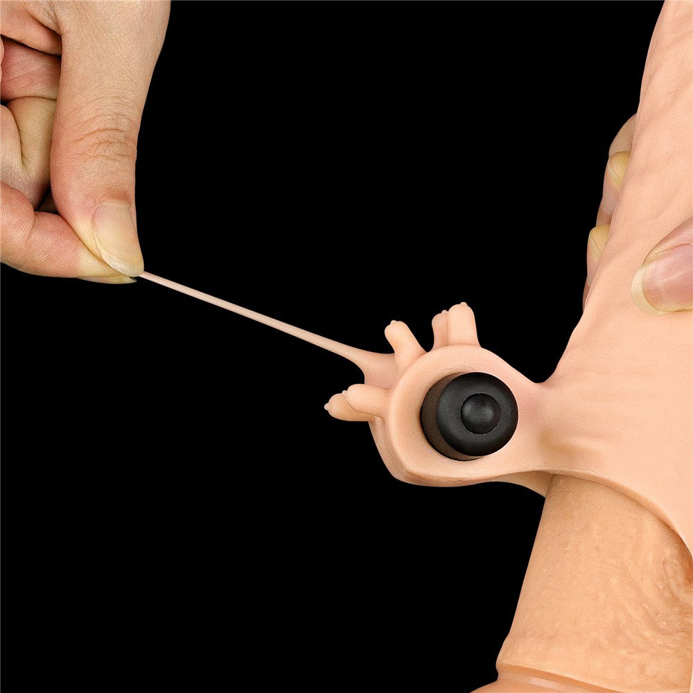 Lovetoy Pleasure X Tender realistický návlek na penis, vibrační 19 cm