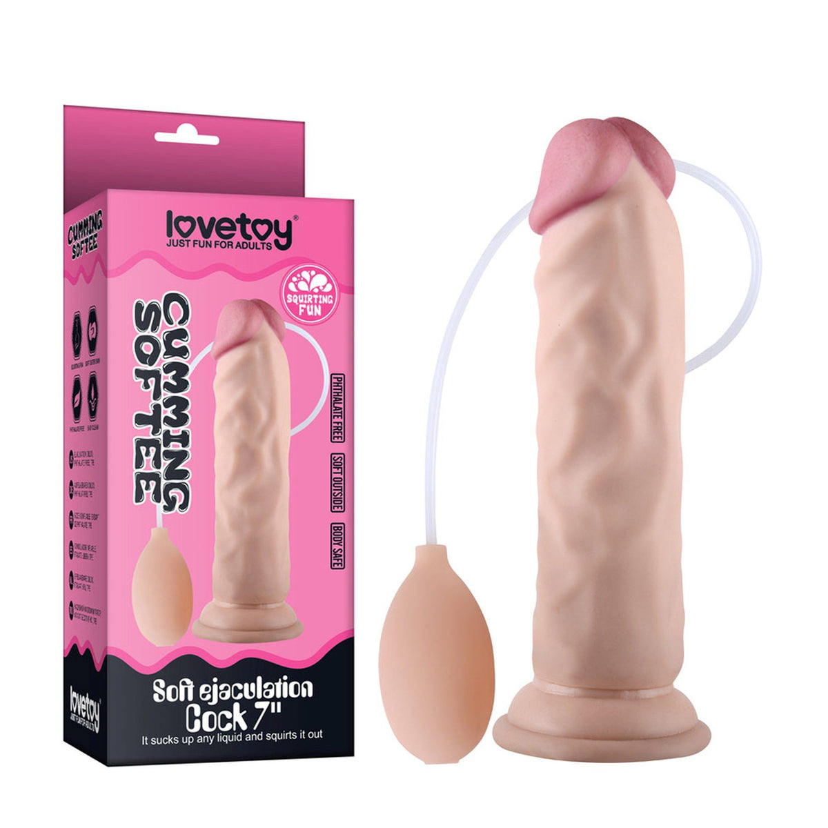 Lovetoy Soft Ejaculation Cock realistické dildo se stříkací funkcí, 21,6 cm